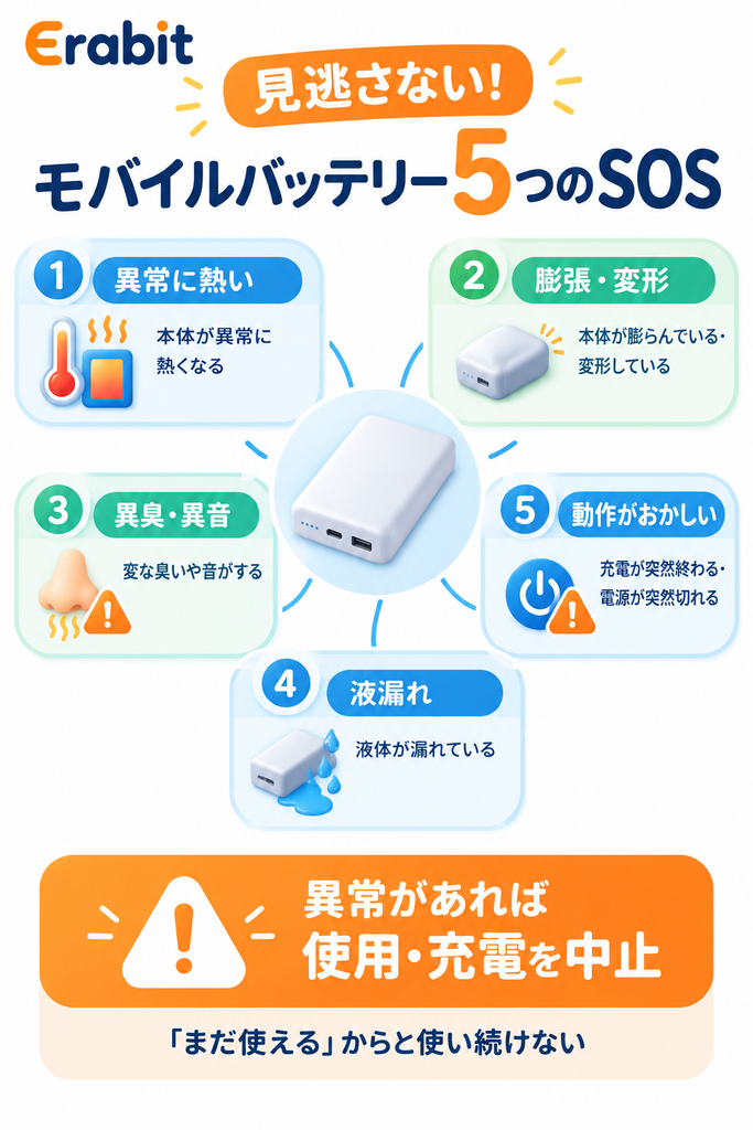 モバイルバッテリー5つのSOS
