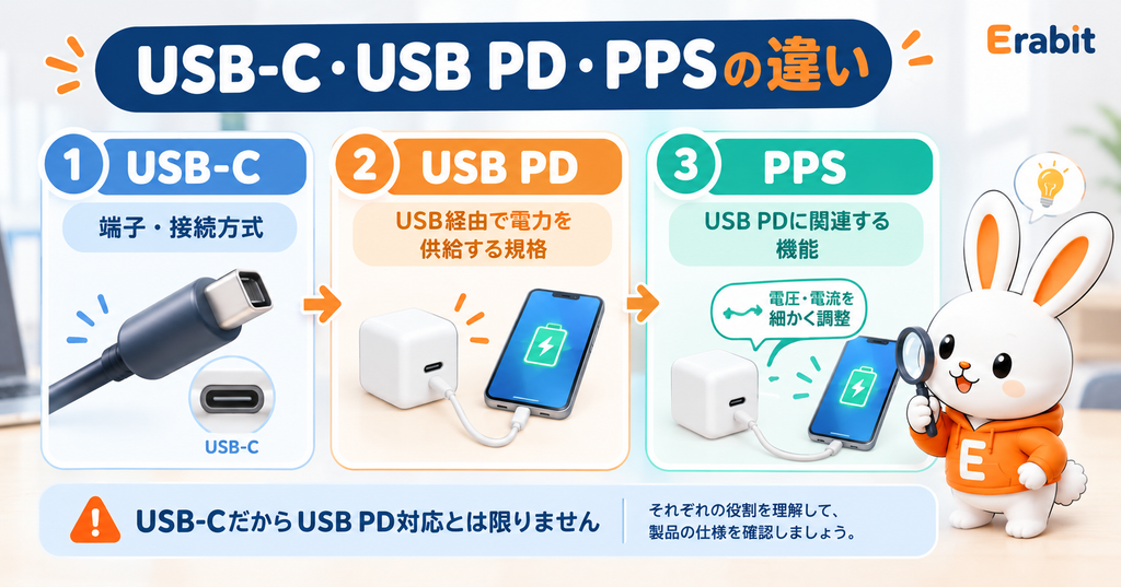 USB-C・USB PD・PPSの違い解説